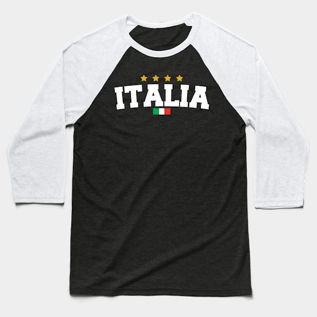 ITALIA Sport Football Soccer Supporter Baseball T-Shirt by Rebrand